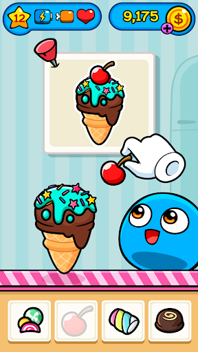 Boo decorating ice cream in the app